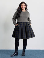 Layered Plaid Pockets Midi Dress