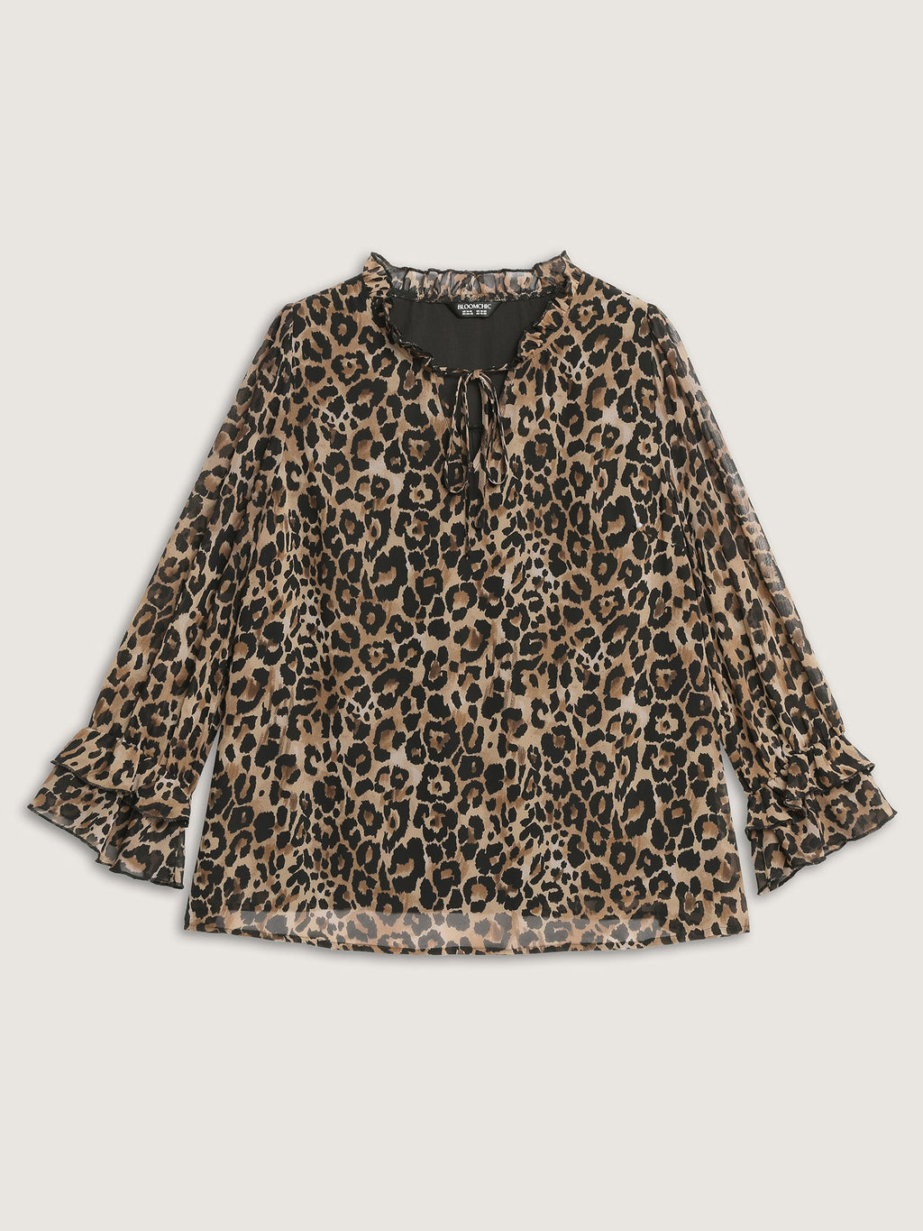 Leopard Print Ruffled Sleeve Blouse
