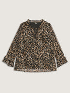 Leopard Print Ruffled Sleeve Blouse