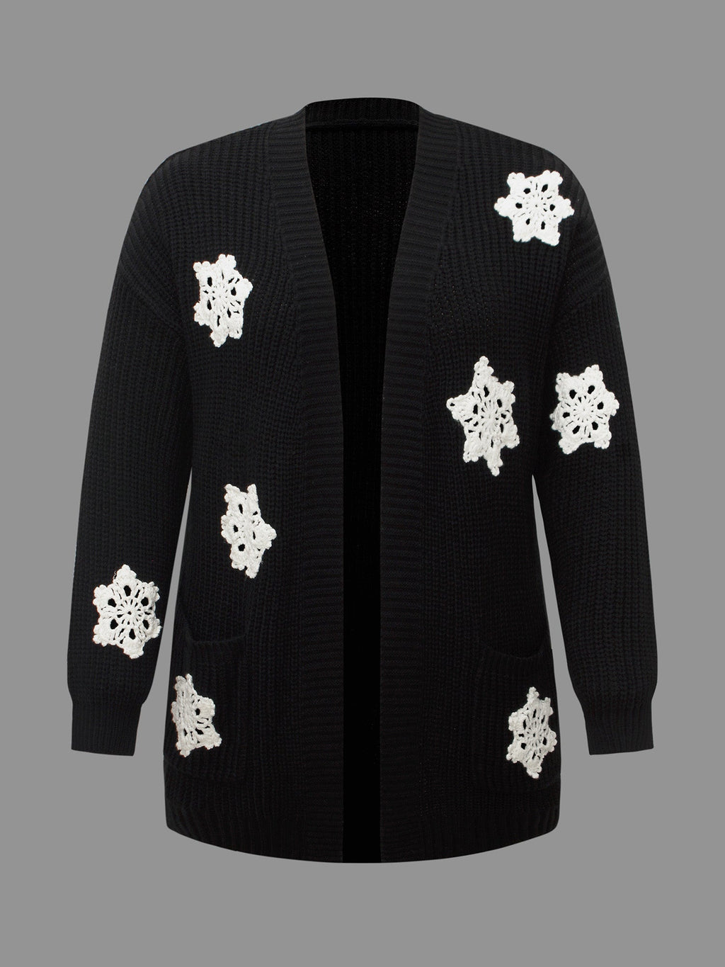 Snowflakes Embroidered  Open Cardigan