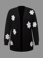 Snowflakes Embroidered  Open Cardigan