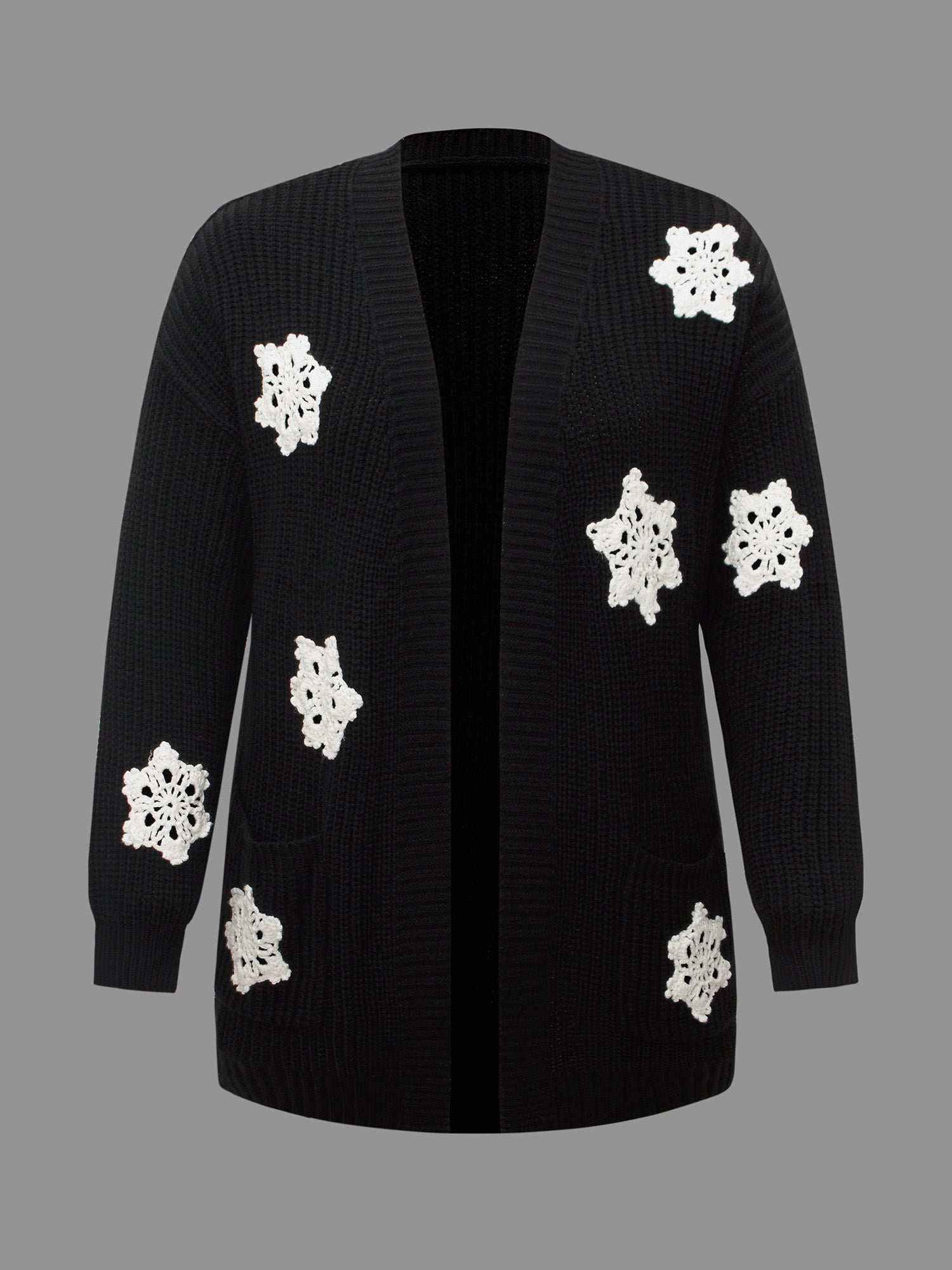 Snowflakes Embroidered  Open Cardigan