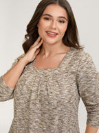 Textured Knit Pleated Neckline Top