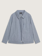 Denim Stripe Zipper-Front Jacket
