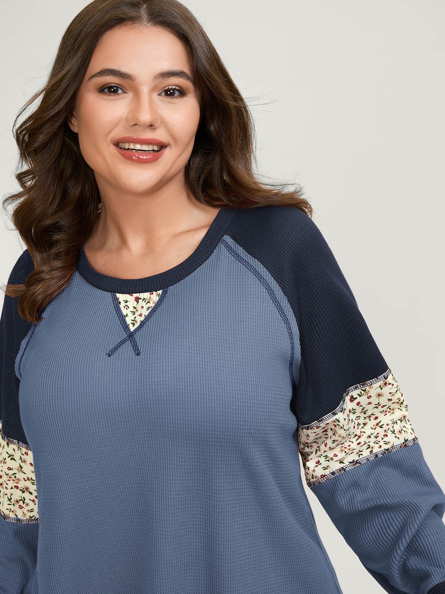 Color Contrast Waffle Knit T-Shirt