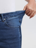 Stretchy Mid-Rise Straight-Leg Jeans