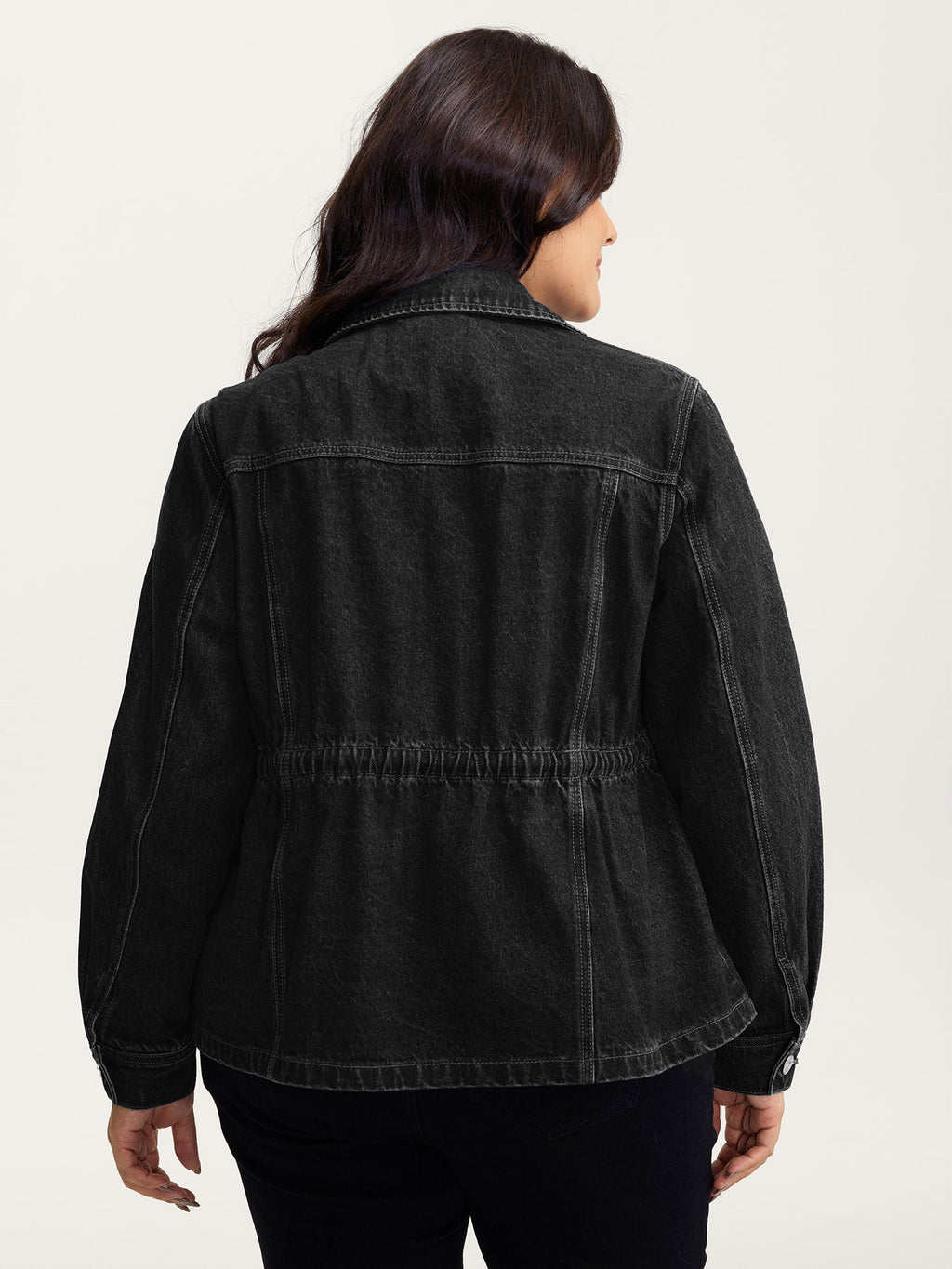 Supersoft Stretchy Waist Button-Down Denim Jacket