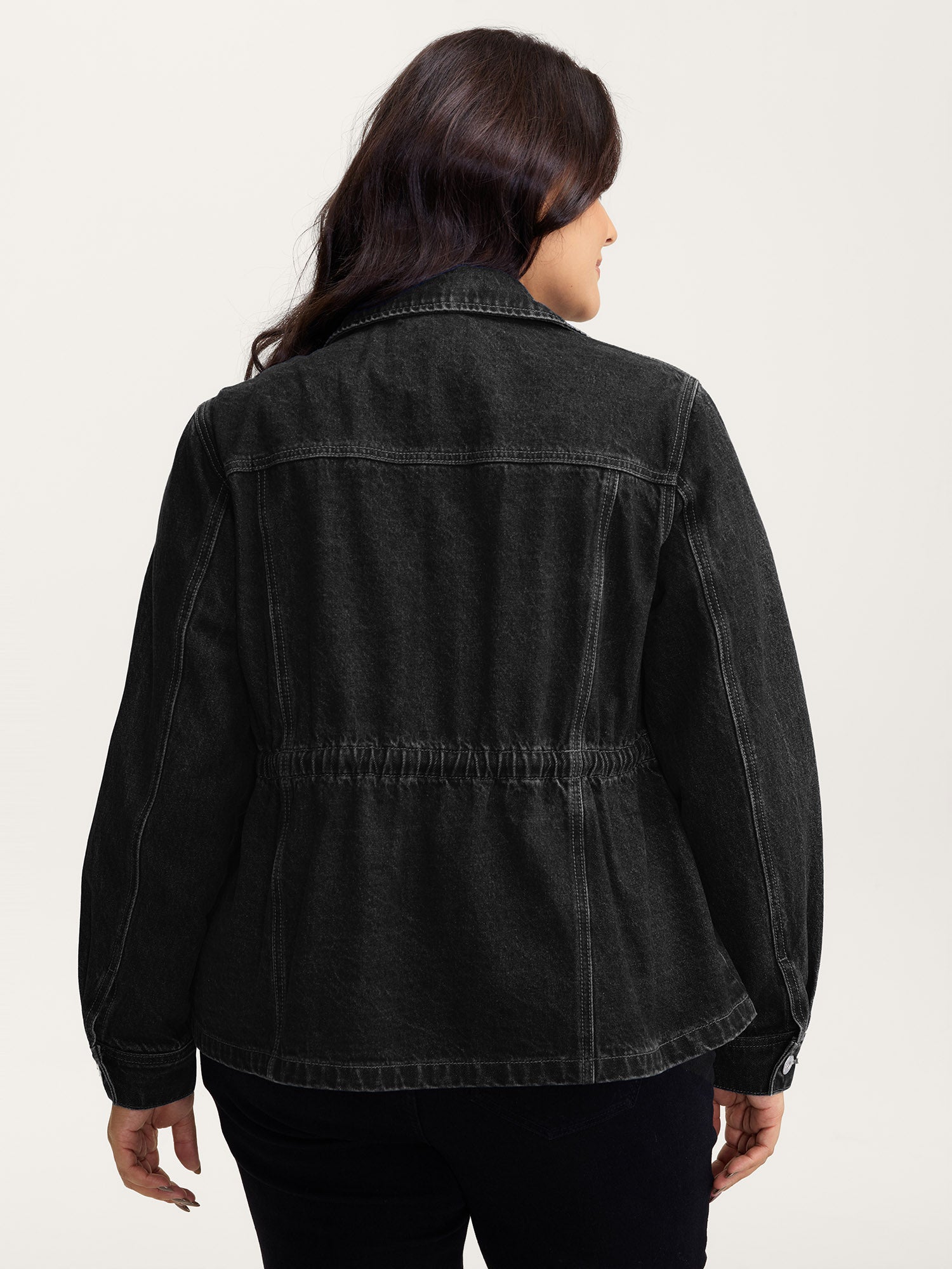 Supersoft Stretchy Waist Button-Down Denim Jacket