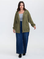 Ribbed Texture Pockets Hooded Coat