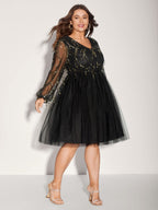 Sequin Mesh Patchwork Tassel Dress