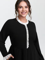 Color Contrast Ruffled Midi Dress