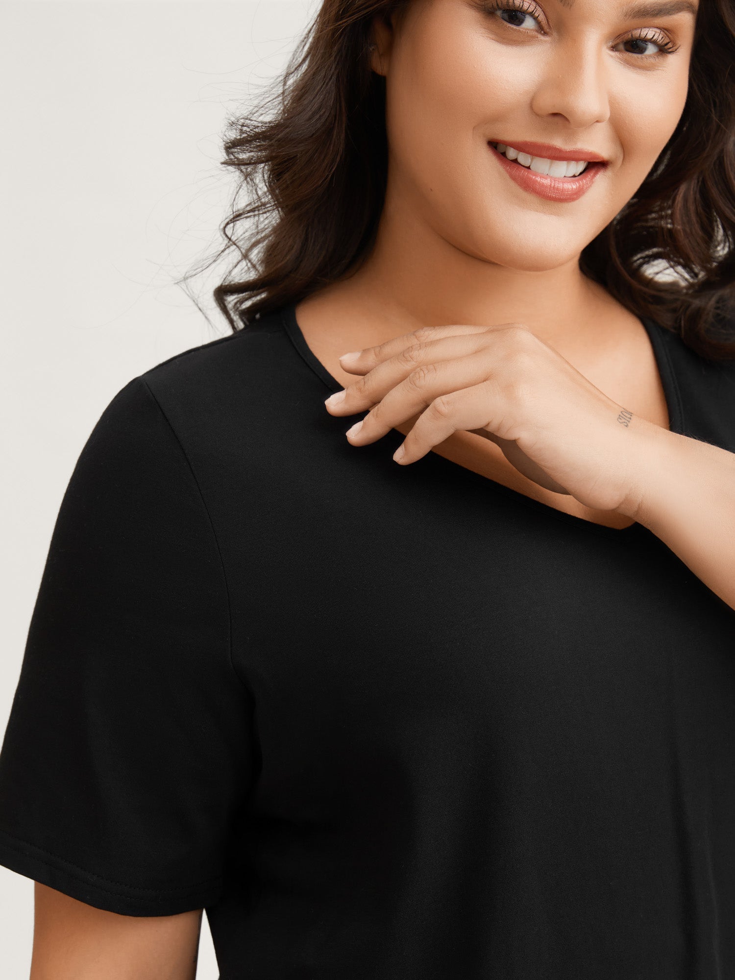 Cotton V Neck Plain Basic T-shirt