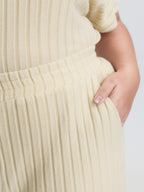 Stretchy Pit Strip Solid Loungewear Set