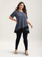 Color Contrast Overlap Hem Flared Top