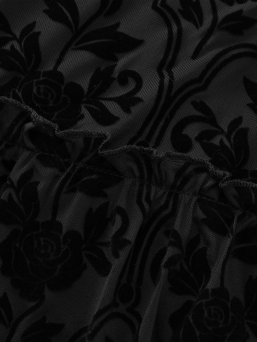 Flocked Spliced Velvety Tie Midi Dress