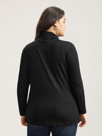 Supersoft Essentials Solid Funnel Neck Knit T-shirt