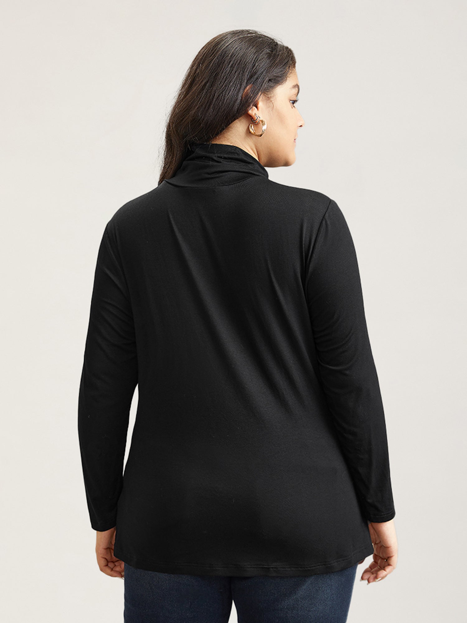 Supersoft Essentials Solid Funnel Neck Knit T-shirt