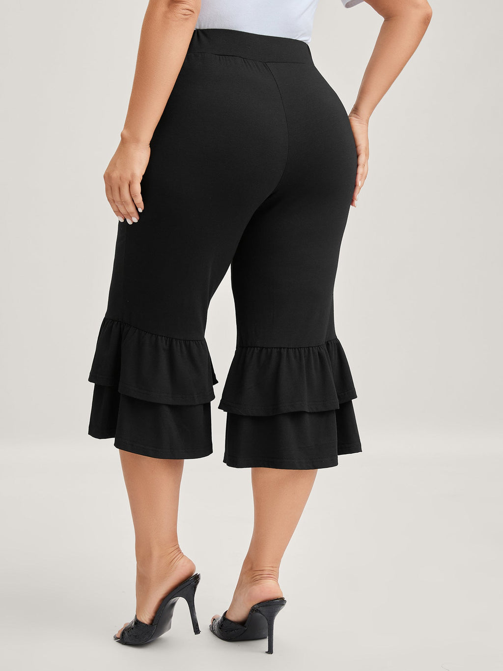 Layered Ruffled Flare Hem Pants