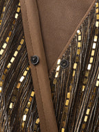 Glitter Surplice Neck Knee Dress