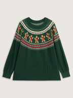Gingerbread Fair-Isle Contrast Pullover