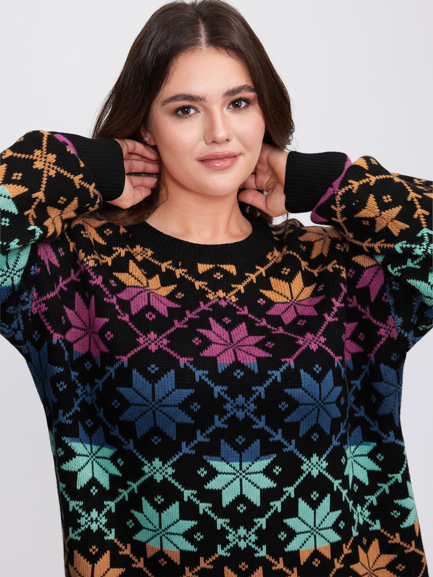 Color Gradient Snowflake Pattern Pullover