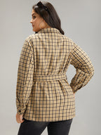 Gingham Pocket Button Through Belted Coat