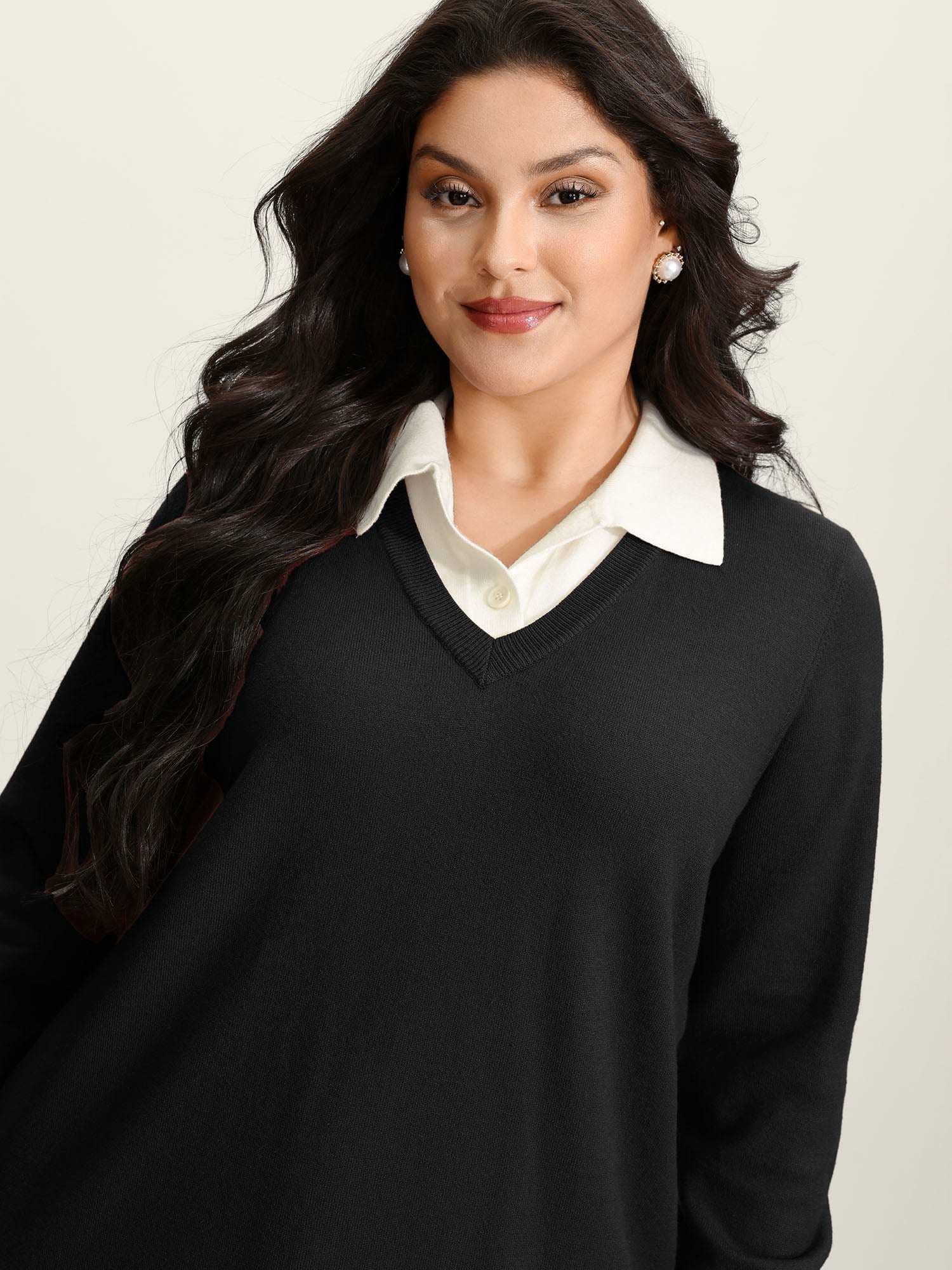 Supersoft 2-in-1 Polo Collar Color Contrast Pullover