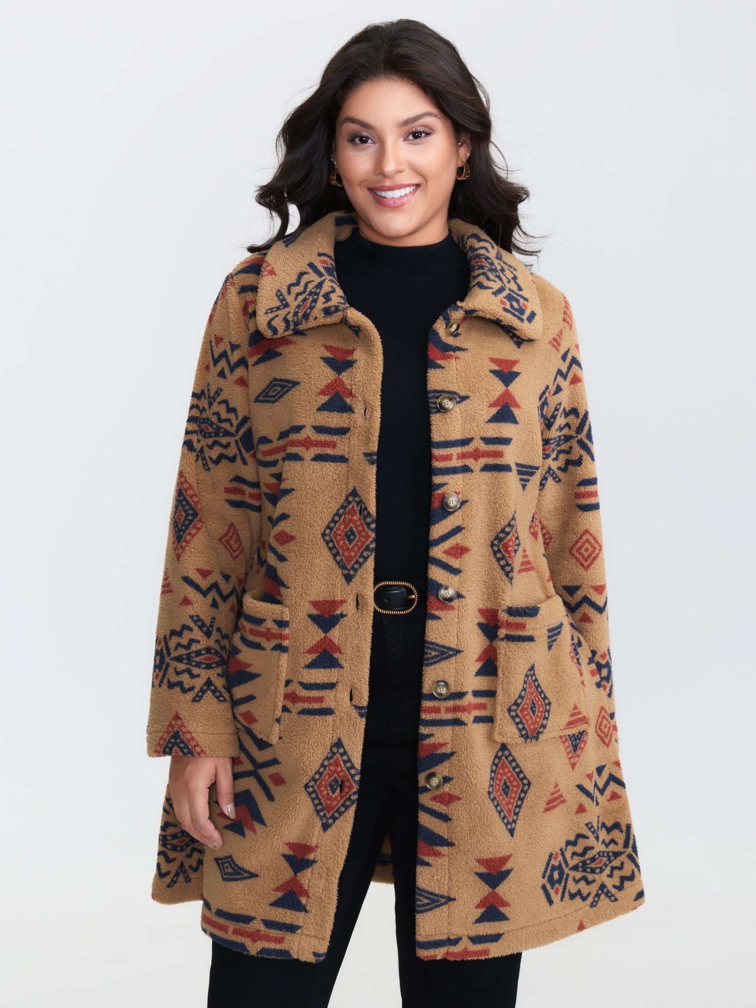 Boho Pattern Button-Down Jacket