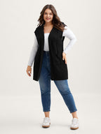 Twisted Hooded Sleeveless Knit Cardigan