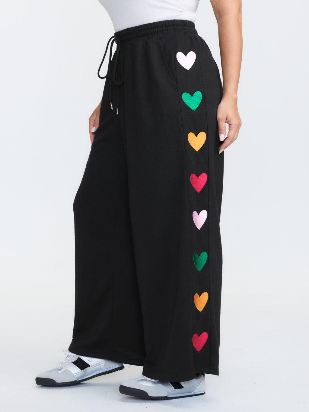 Embroidered Side Panel Stretchy Pants