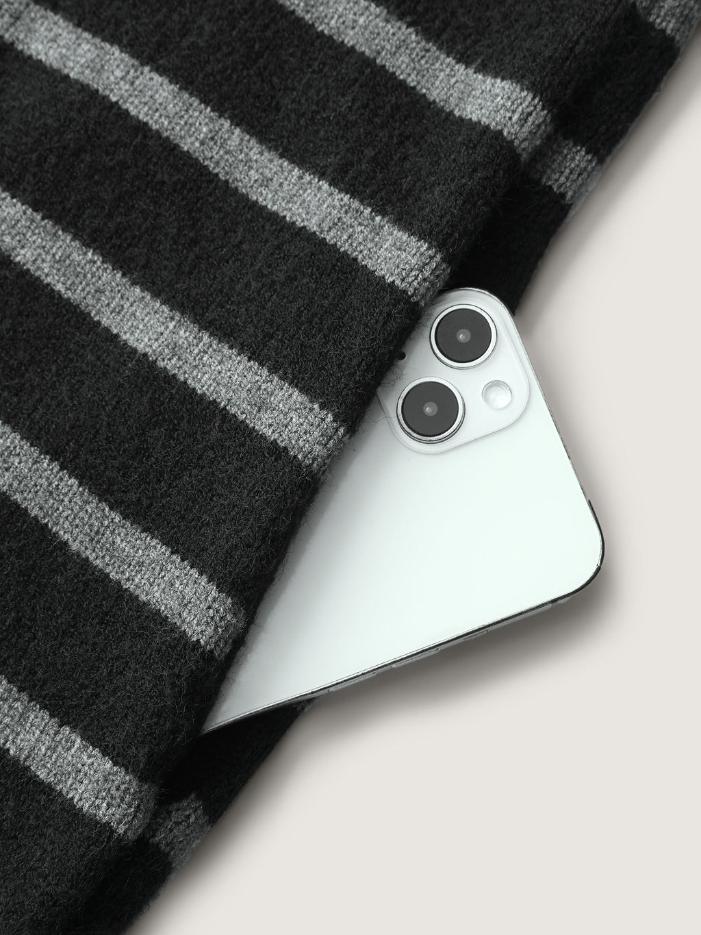 Supersoft Stripe Hooded Zipper Pockets Knit Cardigan