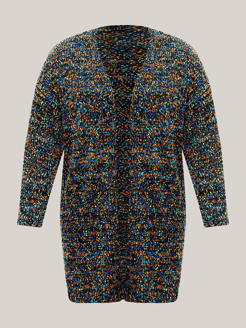 Color Textured Open Front Cardigan
