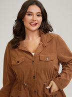 Corduroy Drawstring Adjustable Button Jacket