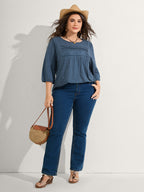 Cotton Lace Spliced Plain Knit Top