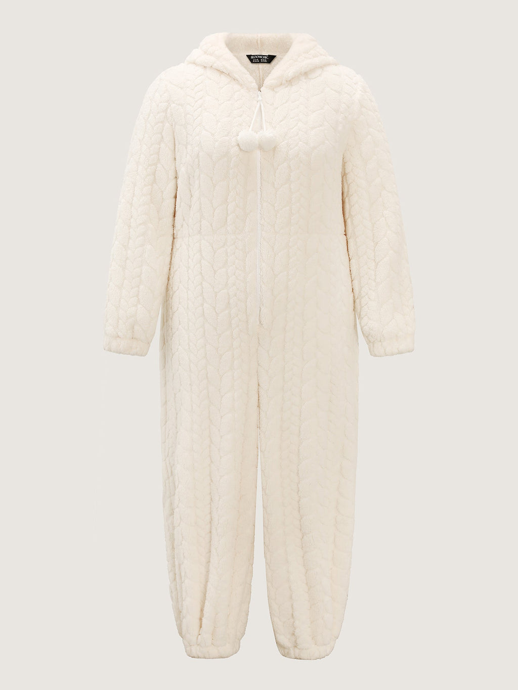 Fleece Half Zipper Hooded Sleep Jumpsuit