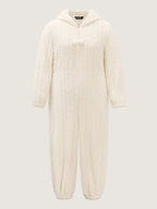 Fleece Half Zipper Hooded Sleep Jumpsuit