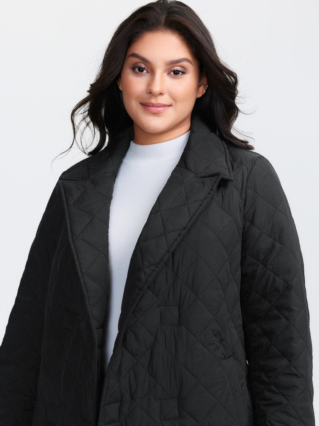 Quilted Adjustable Belt Solid Color Coat