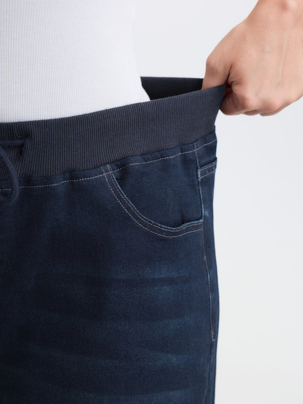 Drawstring Waistband Wide-Leg Jeans