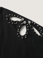 Cut-Out Shoulder Beads T-Shirt