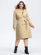 Adjustable Tab Sleeve Lined Trench Coat