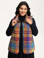 Colorful Plaid Teddy Fleece Lined Vest