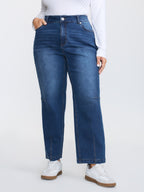 Stretchy Mid-Rise Straight-Leg Jeans