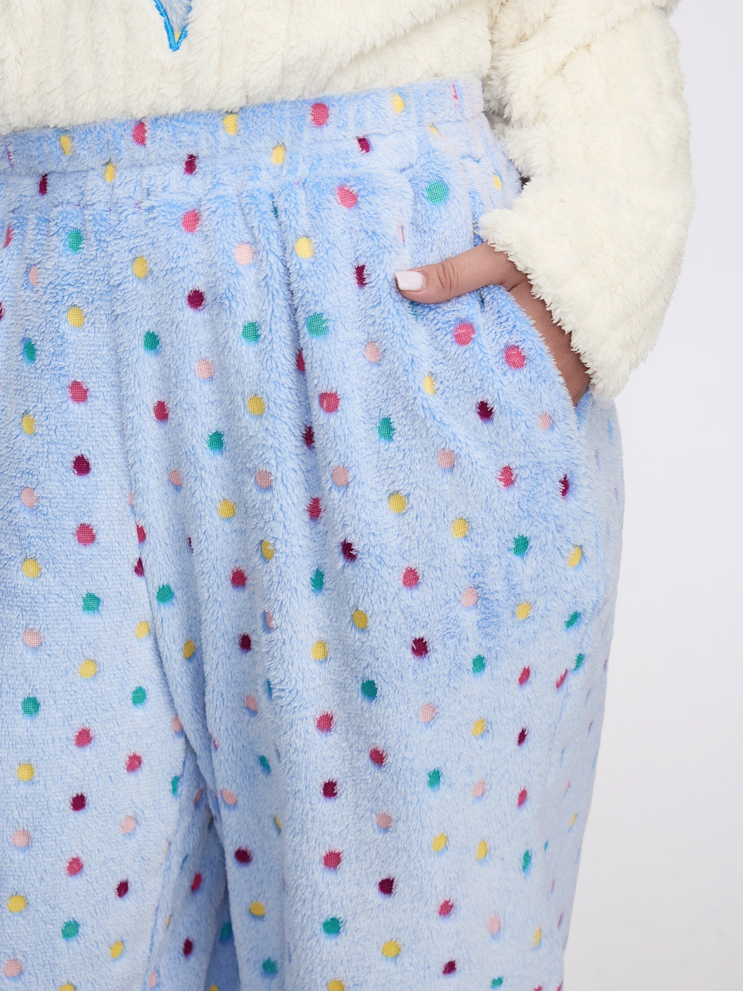 Fluffy Textured Polka Dots Lounge Bottoms
