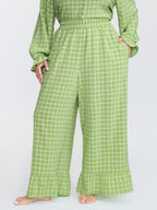 Gingham Ruffled Hem Loungewear Set