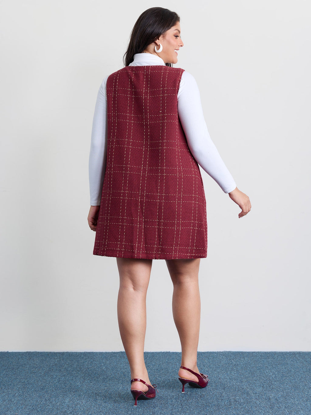 Tweed Metal Bows Knee-Length Dress