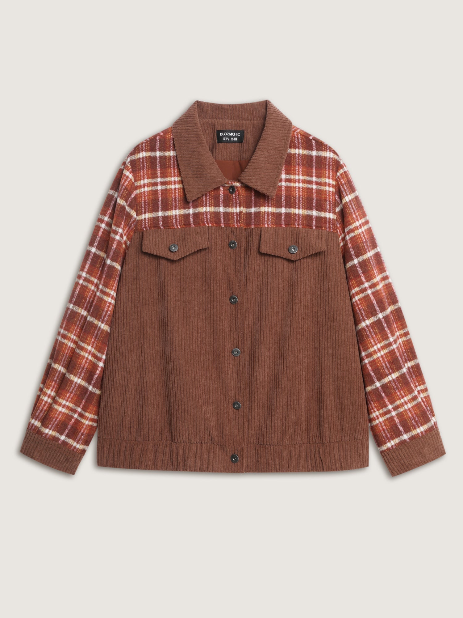 Plaid Pattern Contrast Button Coat