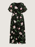 Hidden Zipper Floral Layered Pockets Jumpsuit