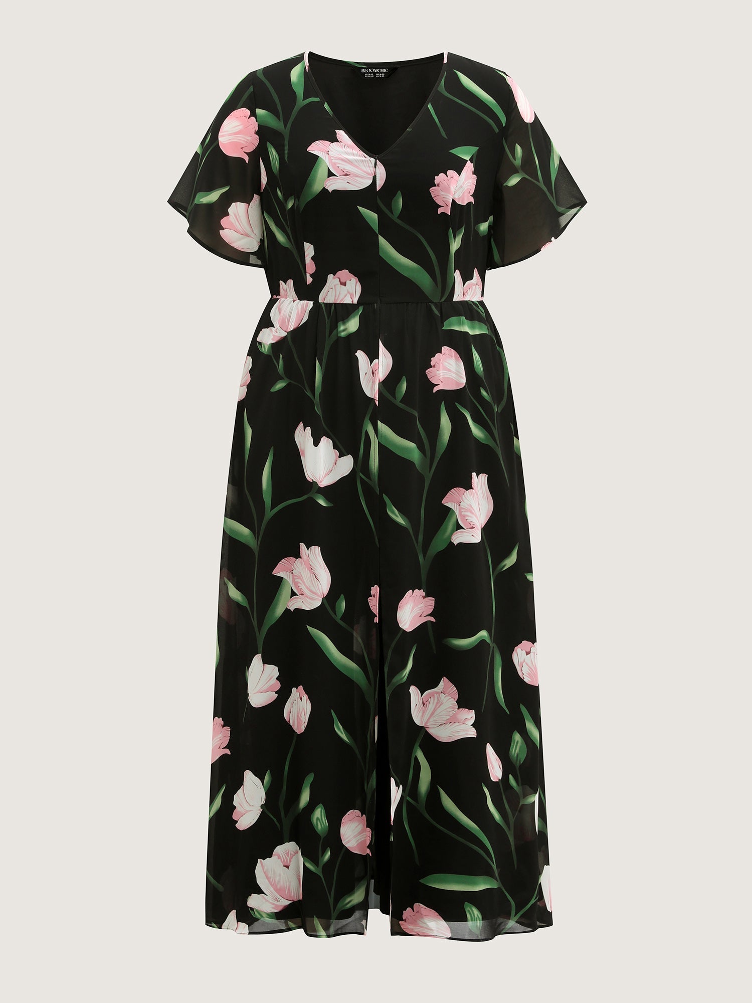 Hidden Zipper Floral Layered Pockets Jumpsuit