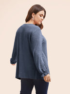 Round Neck Heather Pleated T-shirt