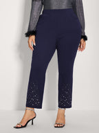 Stretchy Diamond Detail Hem Pants